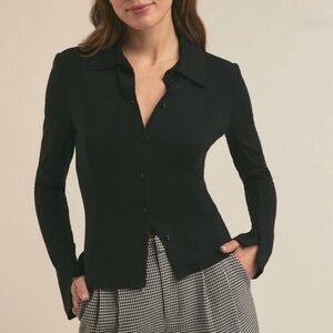 Favorite Daughter, The Trinity Top, Black Jersey Button Down Size M